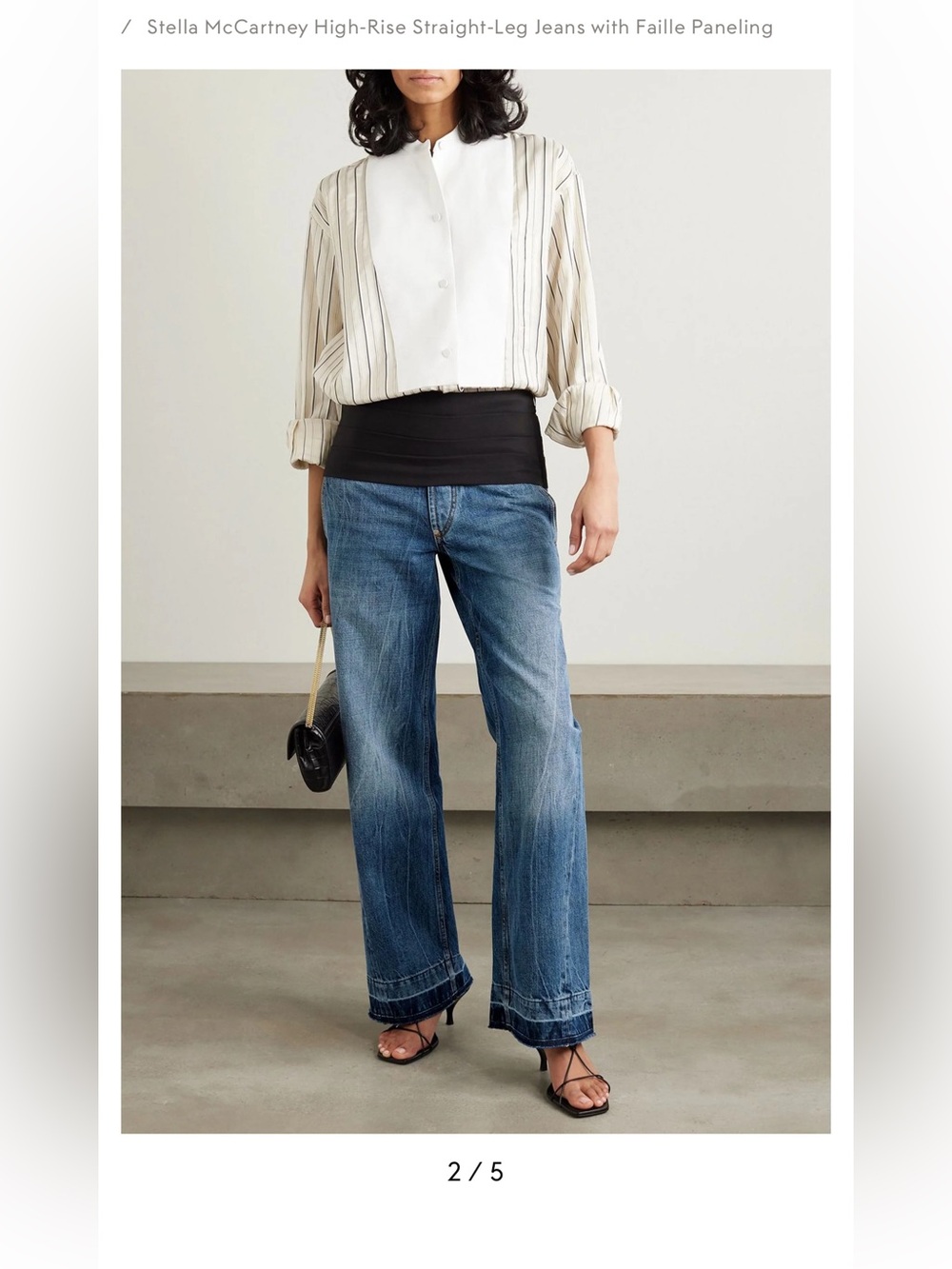 Stella McCartney Blue High-Rise Tuxedo Straight-Leg Jeans with  Faille paneling